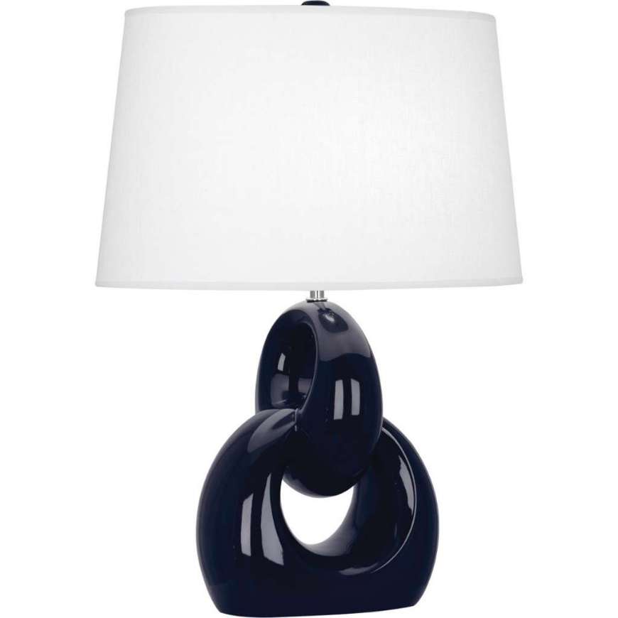 Picture of MIDNIGHT FUSION TABLE LAMP IN MIDNIGHT BLUE GLAZED CERAMIC WITH POLISHED NICKEL ACCENTS MB981