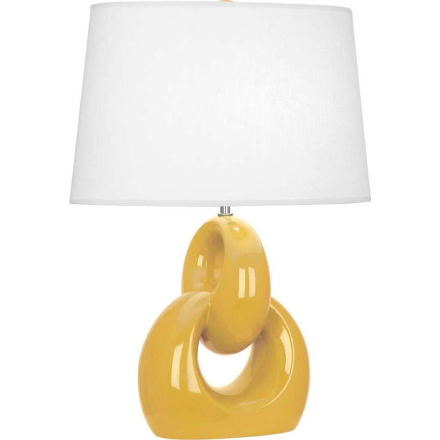 Picture of SUNSET FUSION TABLE LAMP IN SUNSET YELLOW GLAZED CERAMIC WITH POLISHED NICKEL ACCENTS SU981