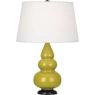 Picture of CITRON SMALL TRIPLE GOURD ACCENT LAMP IN CITRON GLAZED CERAMIC WITH DEEP PATINA BRONZE FINISHED ACCENTS CI31X