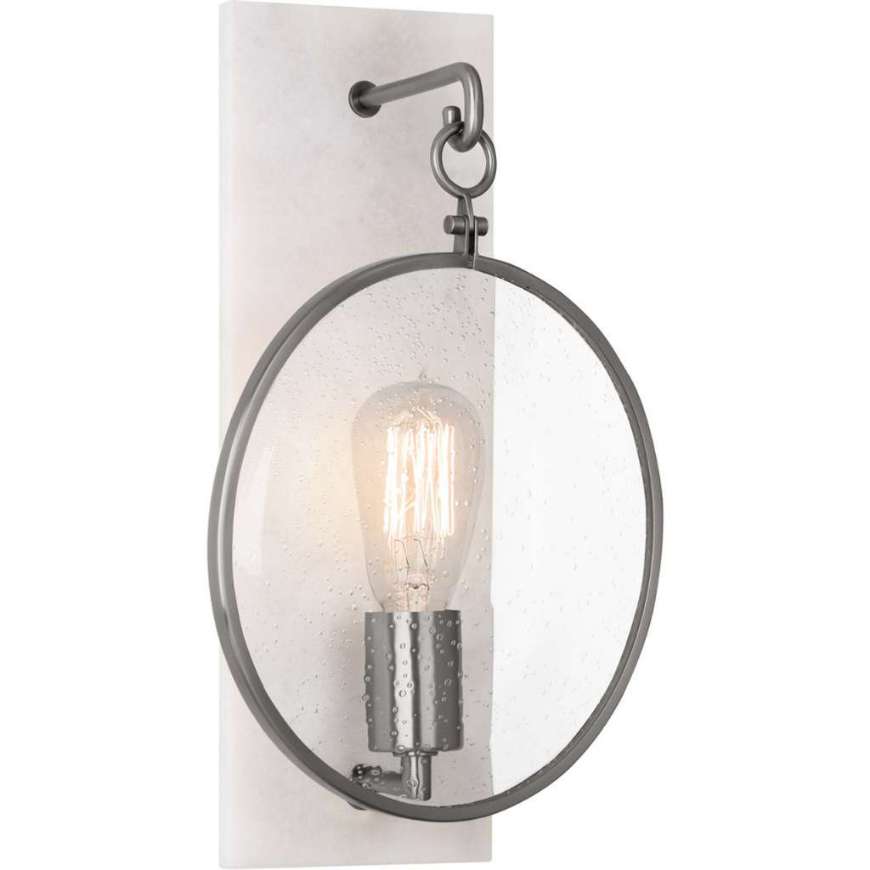 Picture of FINEAS WALL SCONCE IN DARK ANTIQUE NICKEL FINISH WITH ALABASTER STONE BACK PLATE 1418