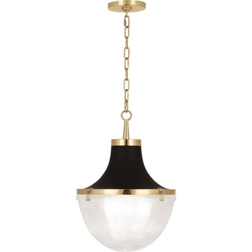 Picture of BRIGHTON PENDANT IN MODERN BRASS FINISH WITH MATTE BLACK SHADE HOOD 3391