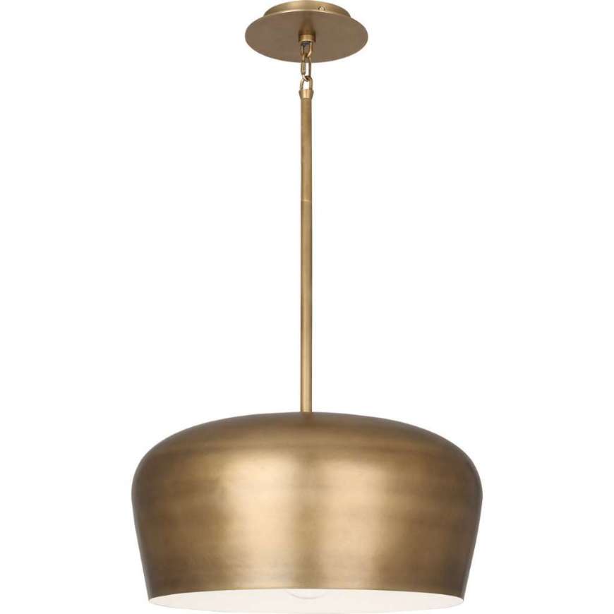 Picture of RICO ESPINET BUMPER PENDANT IN WARM BRASS FINISH WITH PAINTED WHITE SHADE INTERIOR 610