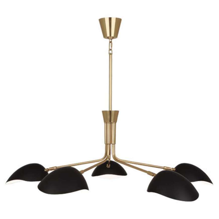 Picture of RICO ESPINET RACER CHANDELIER IN MODERN BRASS FINISH WITH MATTE BLACK ADJUSTABLE SHADES 1522