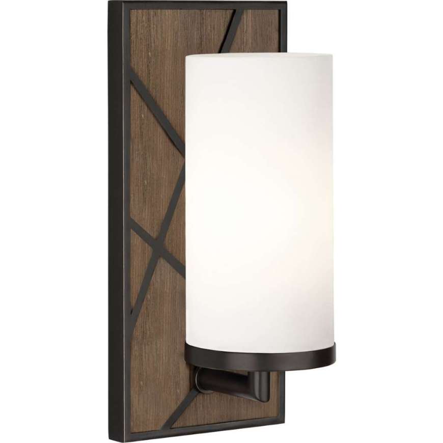 Picture of MICHAEL BERMAN BOND WALL SCONCE IN SMOKED WALNUT WOOD FINISH WITH DEEP PATINA BRONZE ACCENTS 543W