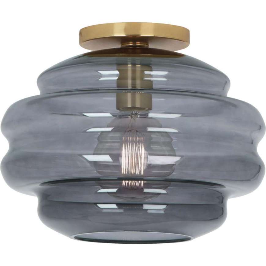 Picture of HORIZON FLUSHMOUNT IN MODERN BRASS FINISH WITH SMOKE GRAY GLASS GY64