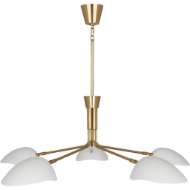 Picture of RICO ESPINET RACER CHANDELIER IN MODERN BRASS FINISH WITH SATIN WHITE ADJUSTABLE SHADES W1522