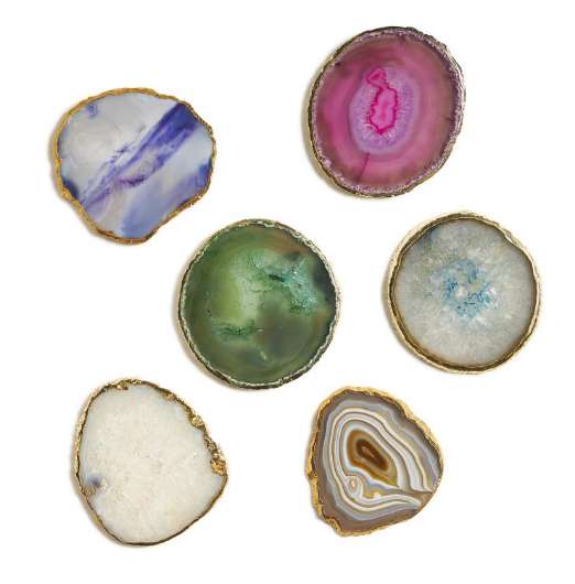 Picture of AGATE COASTERS WITH GOLD TRIM   