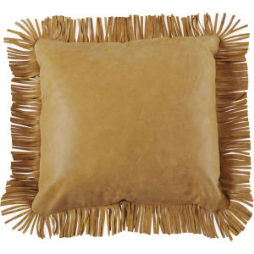 Picture of 3-INCH LEATHER FRINGE 20X20 SQUARE THROW PILLOW  