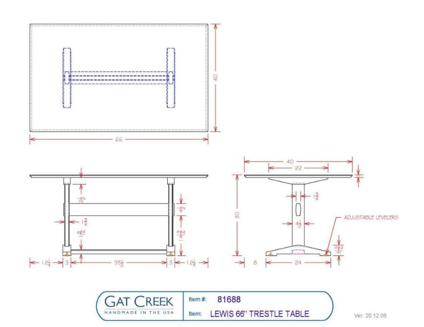 Picture of LEWIS TRESTLE TABLE