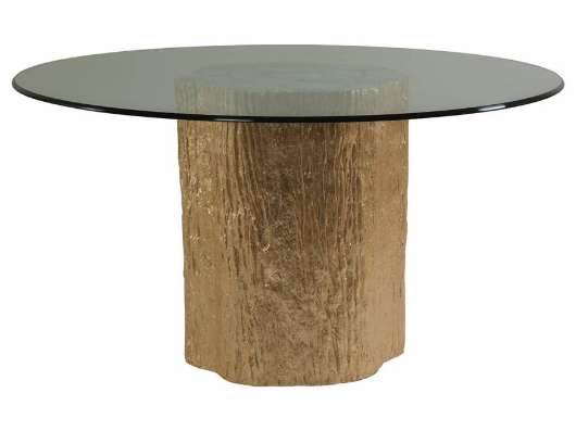 Picture of TRUNK SEGMENT ROUND DINING TABLE WITH GLASS TOP-GOLD LEAF