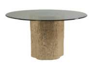 Picture of TRUNK SEGMENT ROUND DINING TABLE WITH GLASS TOP-GOLD LEAF