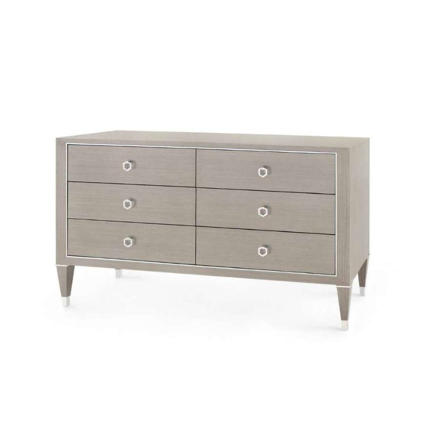 Picture of MORRIS EXTRA LARGE 6-DRAWER, TAUPE GRAY AND NICKEL