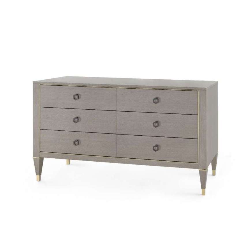 Picture of MORRIS EXTRA LARGE 6-DRAWER, TAUPE GRAY AND CHAMPAGNE