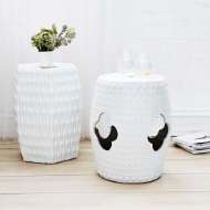 Picture of BURMA STOOL/ SIDE TABLE, COOL WHITE