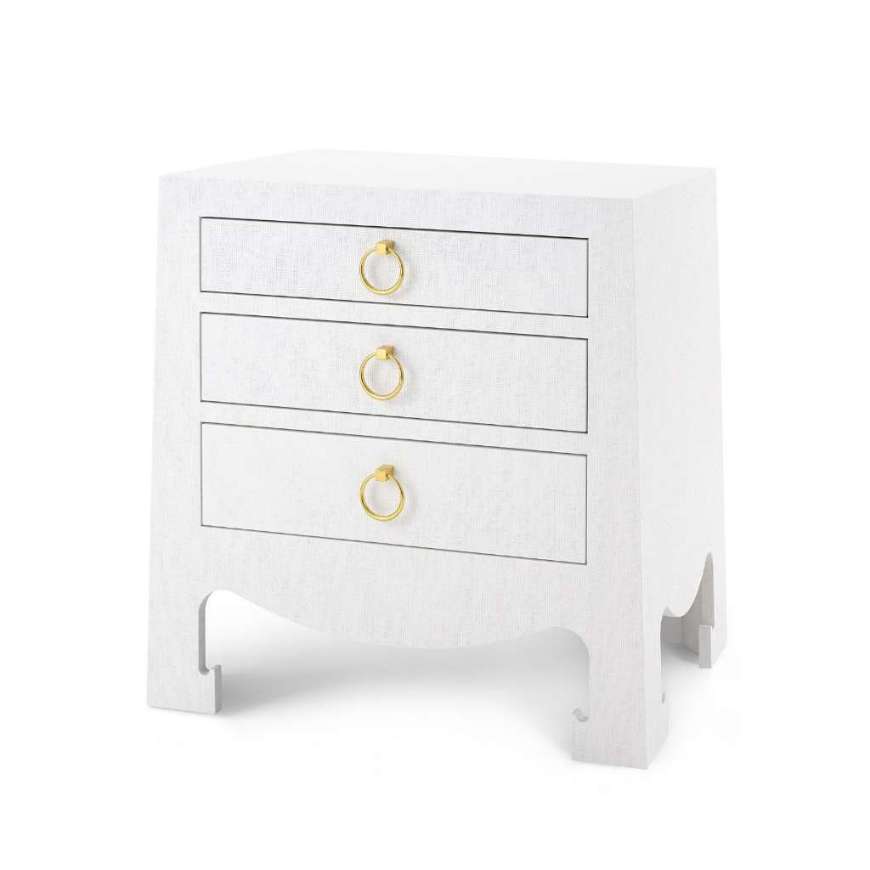 Picture of JACQUI 3-DRAWER SIDE TABLE, CHIFFON WHITE GRASSCLOTH