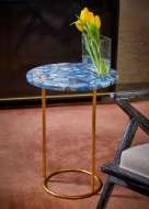 Picture of JENAY SIDE TABLE, BLUE AND GOLD LEAF