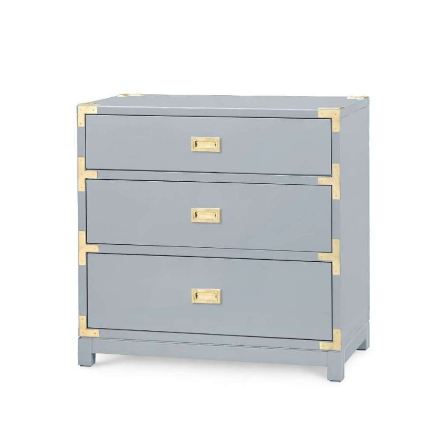 Picture of VICTORIA 3-DRAWER SIDE TABLE, GLOSS STONE GRAY