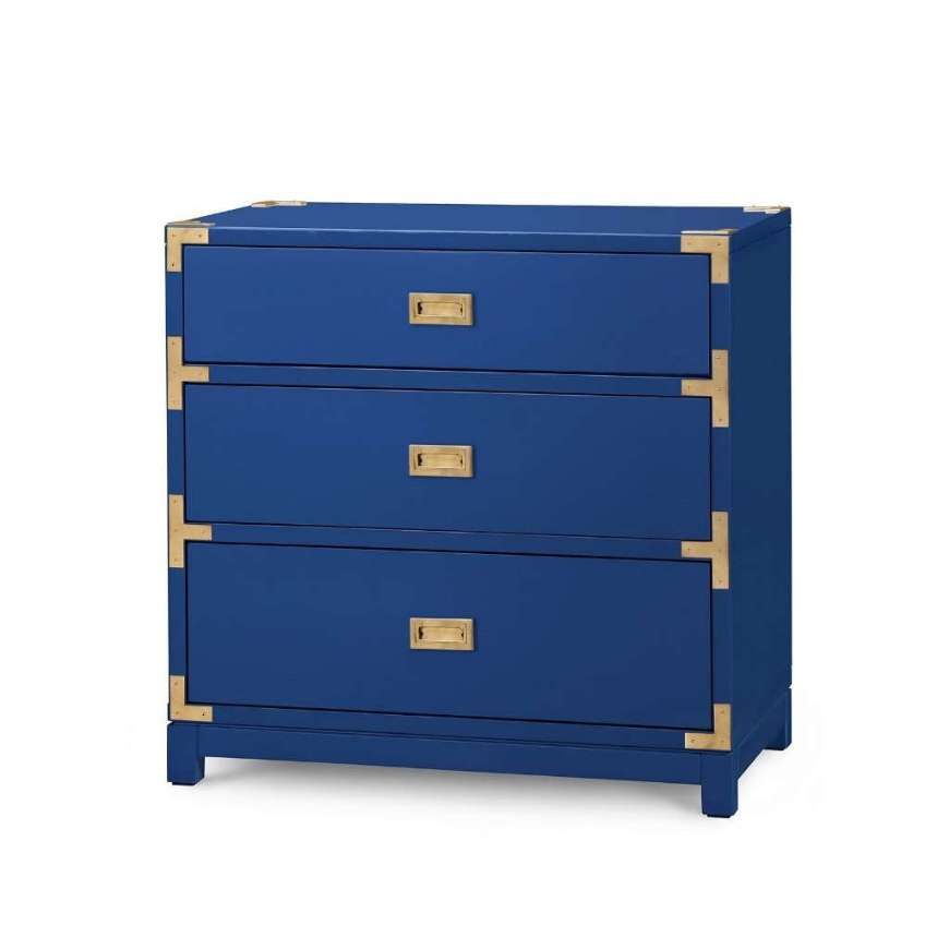 Picture of VICTORIA 3-DRAWER SIDE TABLE, GLOSS DENIM BLUE