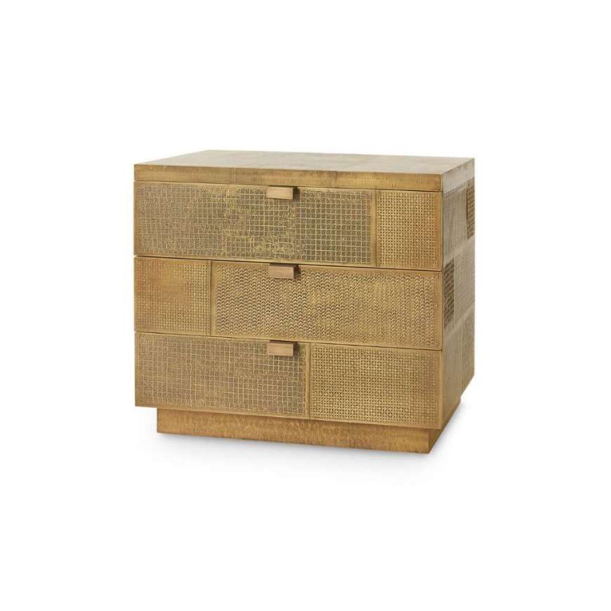 Picture of MARK 3-DRAWER SIDE TABLE, ANTIQUE BRASS