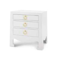 Picture of JACQUI 3-DRAWER SIDE TABLE, CHIFFON WHITE LACQUERED WOOD