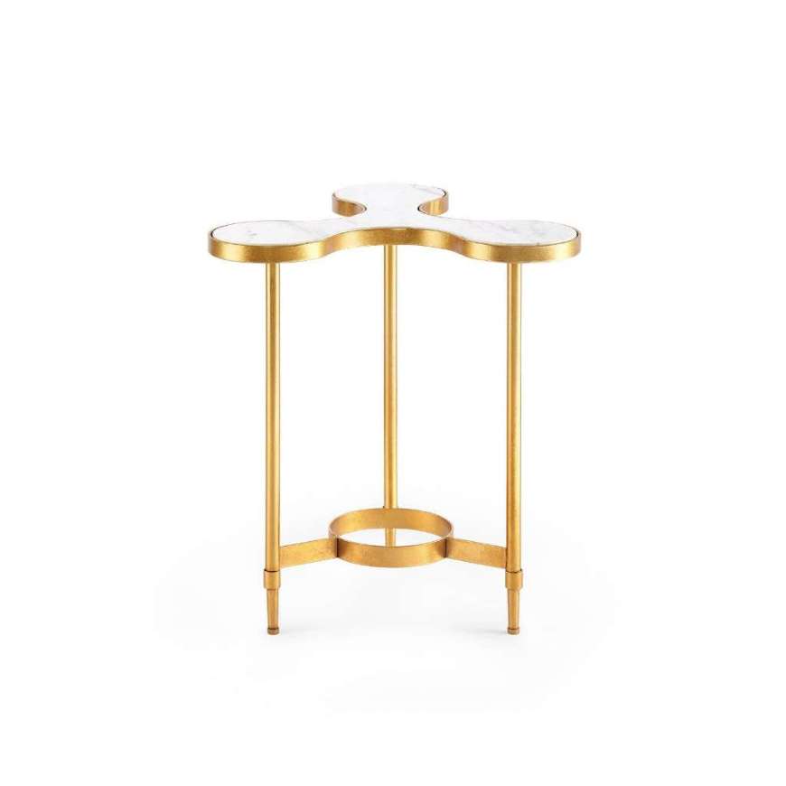 Picture of CLOVER SIDE TABLE, WHITE AND GOLD LEAF