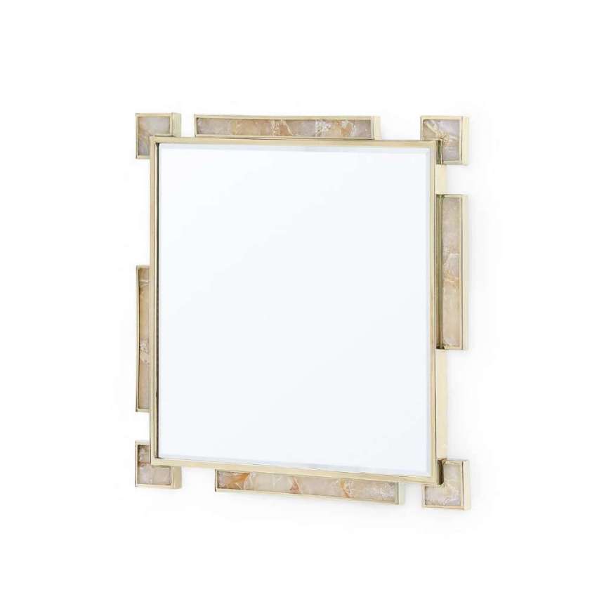 Picture of THALIA MIRROR, POLISHED BRASS AND ROCK CRYSTAL