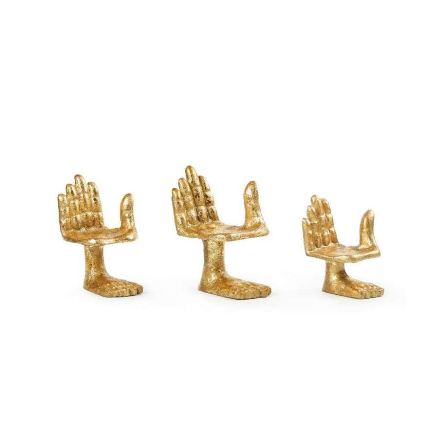 Picture of MANO SET OF 3 STATUES, GOLD LEAF