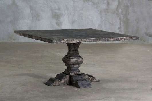 Picture of SQUARE RECLAIMED ELM PLANK TABLE – PEDESTAL STYLE LEG