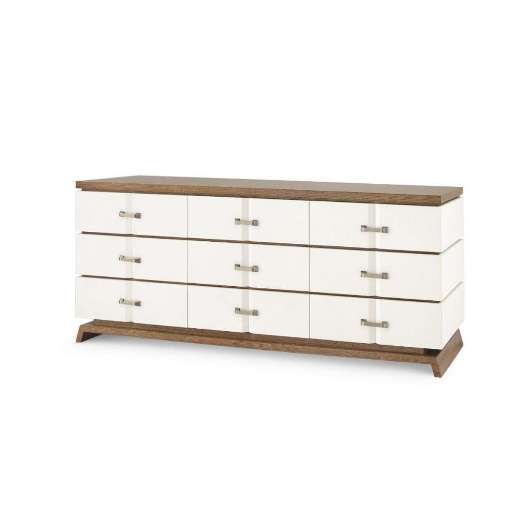 Picture of TRISTAN EXTRA WIDE LARGE 9-DRAWER, SAND WHITE, SESAME FINISH OAK VENEER