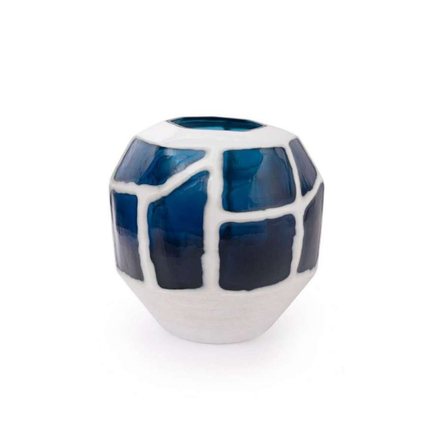 Picture of SEWALE MEDIUM VASE, MARINE BLUE & WHITE